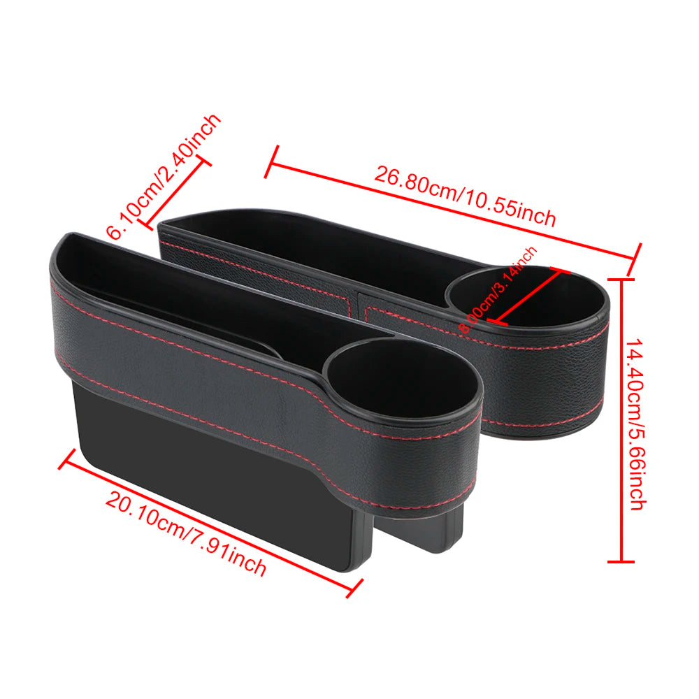 Car Organizer Auto Crevice Pocket Phone Bottle Cups Holder Seat Gap Leather Storage Box Car Accessories,USB Chargers Optional