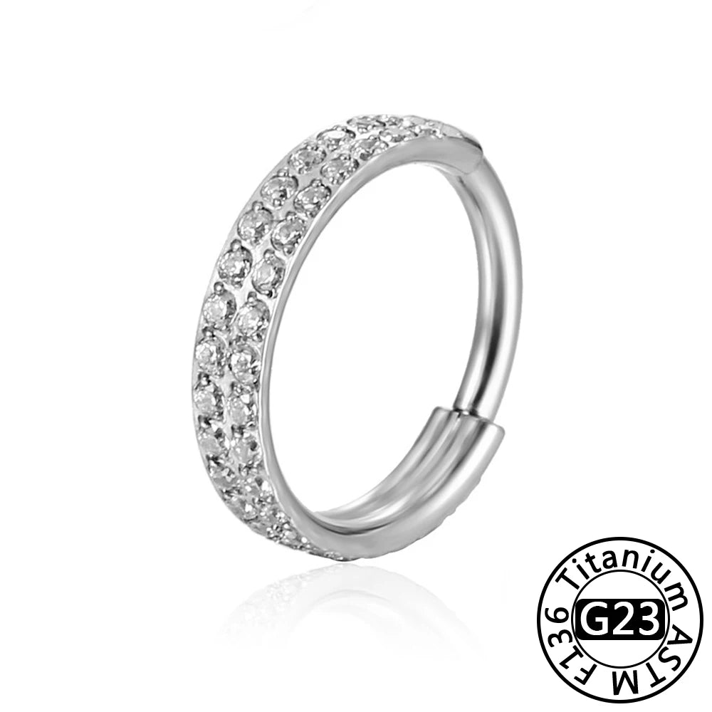 G23 Titanium 16G CZ Hinged Segment Clicker Hoop Piercing