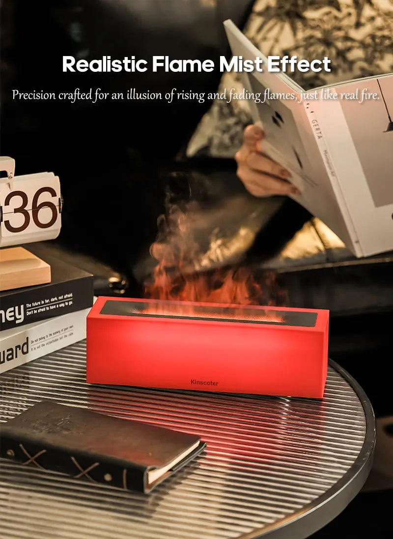 Flame Aroma Diffuser Air Humidifier Ultrasonic Cool Mist Maker Fogger LED Essential Oil Lamp Realistic Fire Difusor