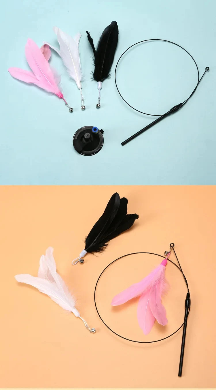 Professional Suction Cup Simulation Bird Feather Cat Teaser Wand