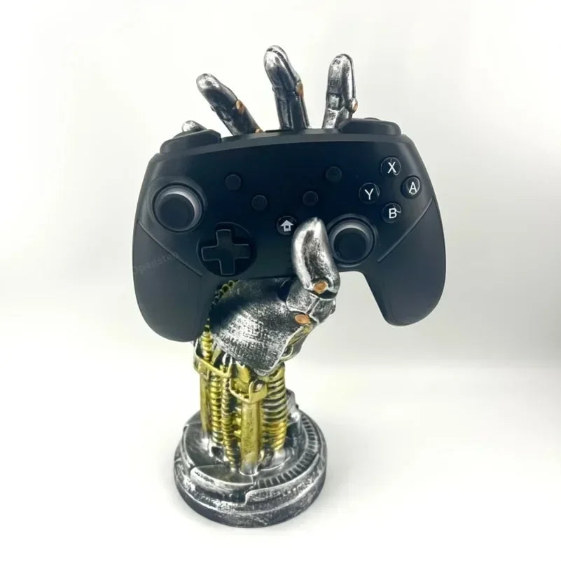 New Creative Games Controller Desktop Headphone Stand Cyberpunk Mechanical Arm Simulated Robot Hand Sculpture Stautes Decoration