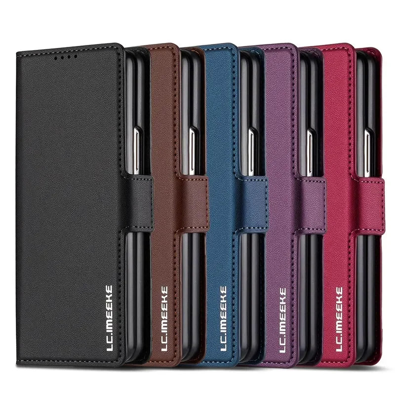 Magnetic Flip Leather Phone Case for Samsung Galaxy Z Fold 7 6 5 4 3 5G Fold6 Fold5 Fold4 Wallet Card Cover Etui Coque
