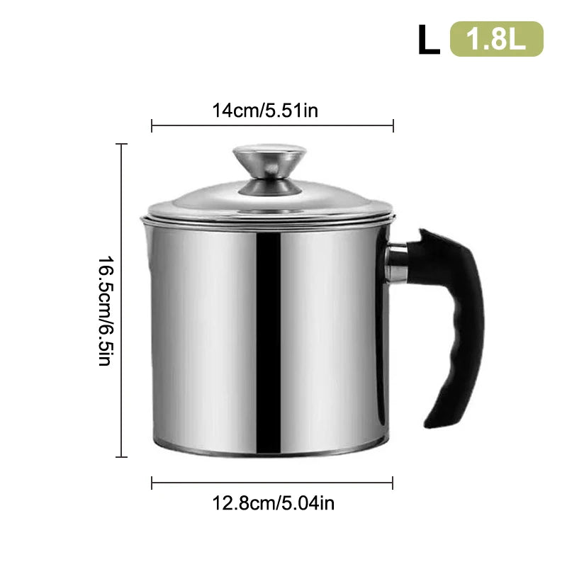 Stainless Steel Oil Filter Pot with Heat-Resistant Handle