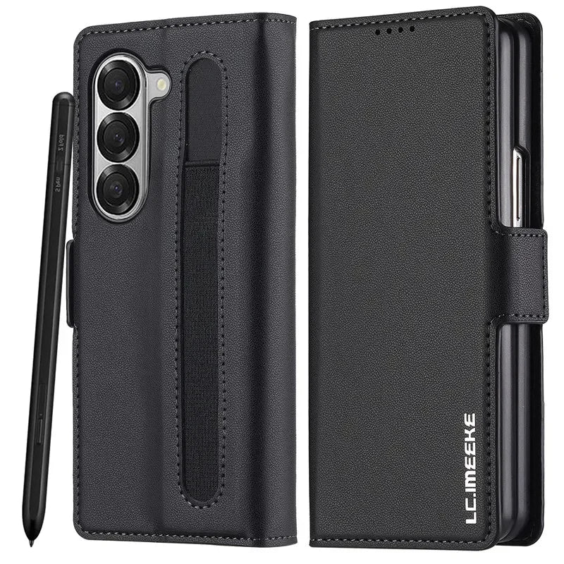 Magnetic Flip Leather Phone Case for Samsung Galaxy Z Fold 7 6 5 4 3 5G Fold6 Fold5 Fold4 Wallet Card Cover Etui Coque