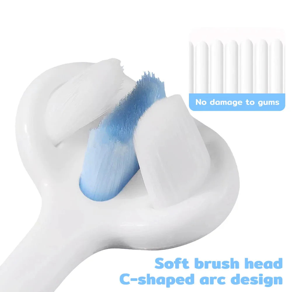 Escova de Dentes para Animais de Estimação 360 Graus Cabeça de Escova de 3 Lados Limpa Suavemente Gengivas e Dentes Conjunto de Pasta de Dentes e Escova de Dentes para Cães e Gatos