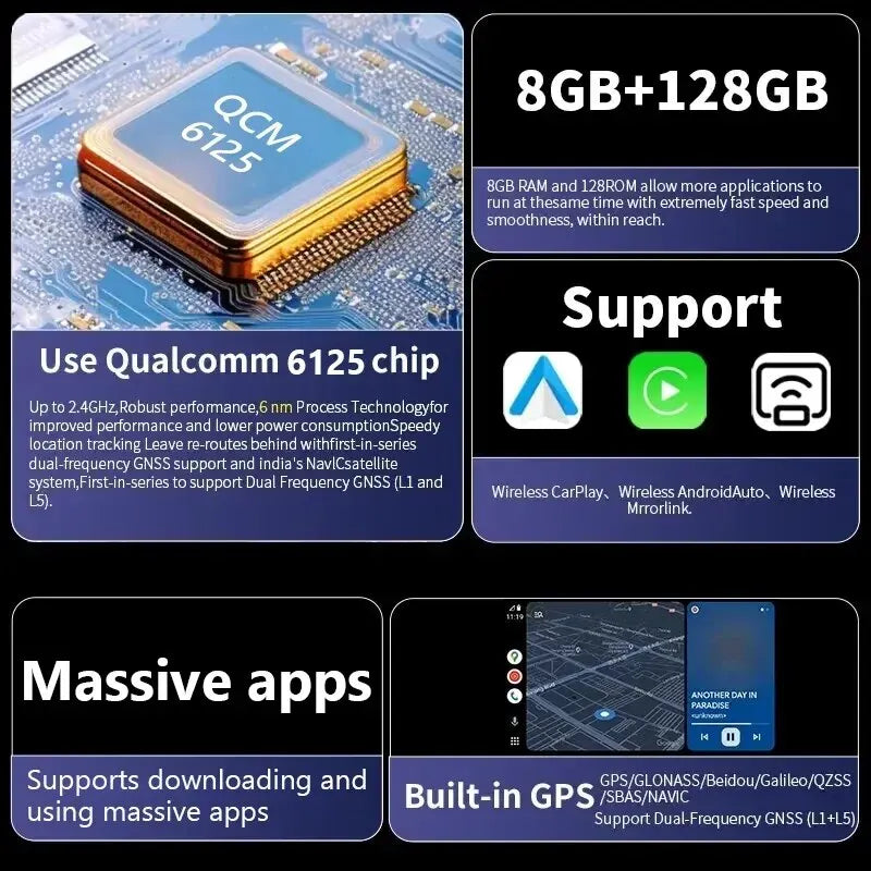 FLIXIVI CarPlay Ai Box 8+128G Android 13 Wireless Carplay Adapter/Android Auto QCM6125 8-Cores  CPU 4G LTE for VW Audi Kia Fiat