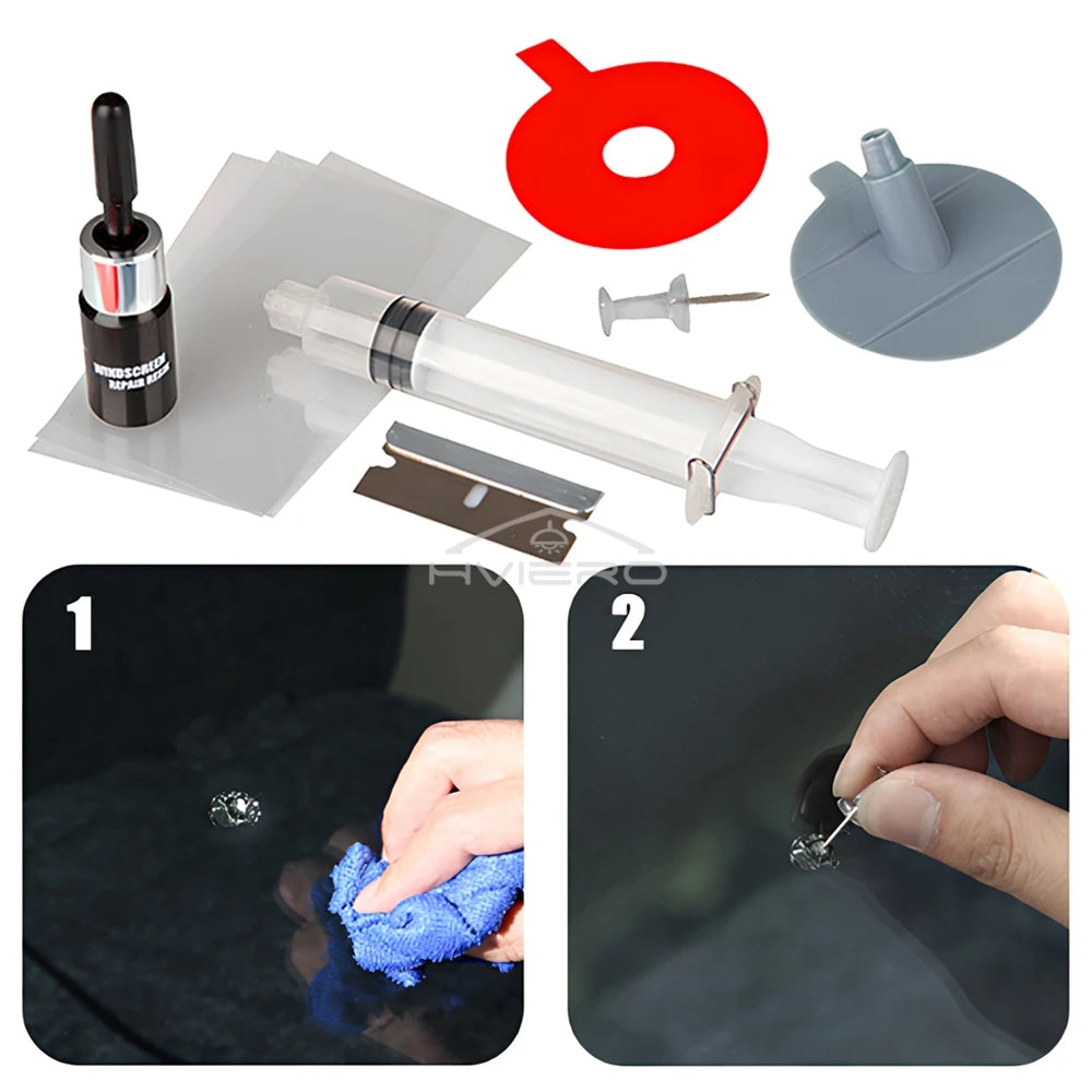 Car Windshield Repair Resin Kit Tools Windscreen Break Scratch Restoration Protective Stickers Glass Cleaner Care No Trace Wash
