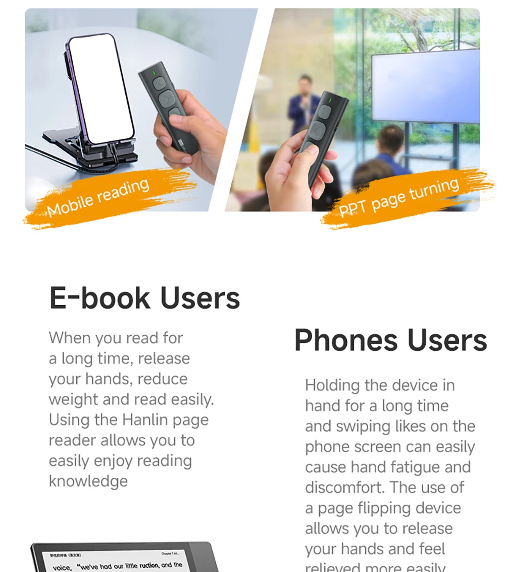 Supports IOS Android Bluetooth Page Turner Camera/Music Control Pen Paging Device E-book Reader Swipe Short Video Remote Control