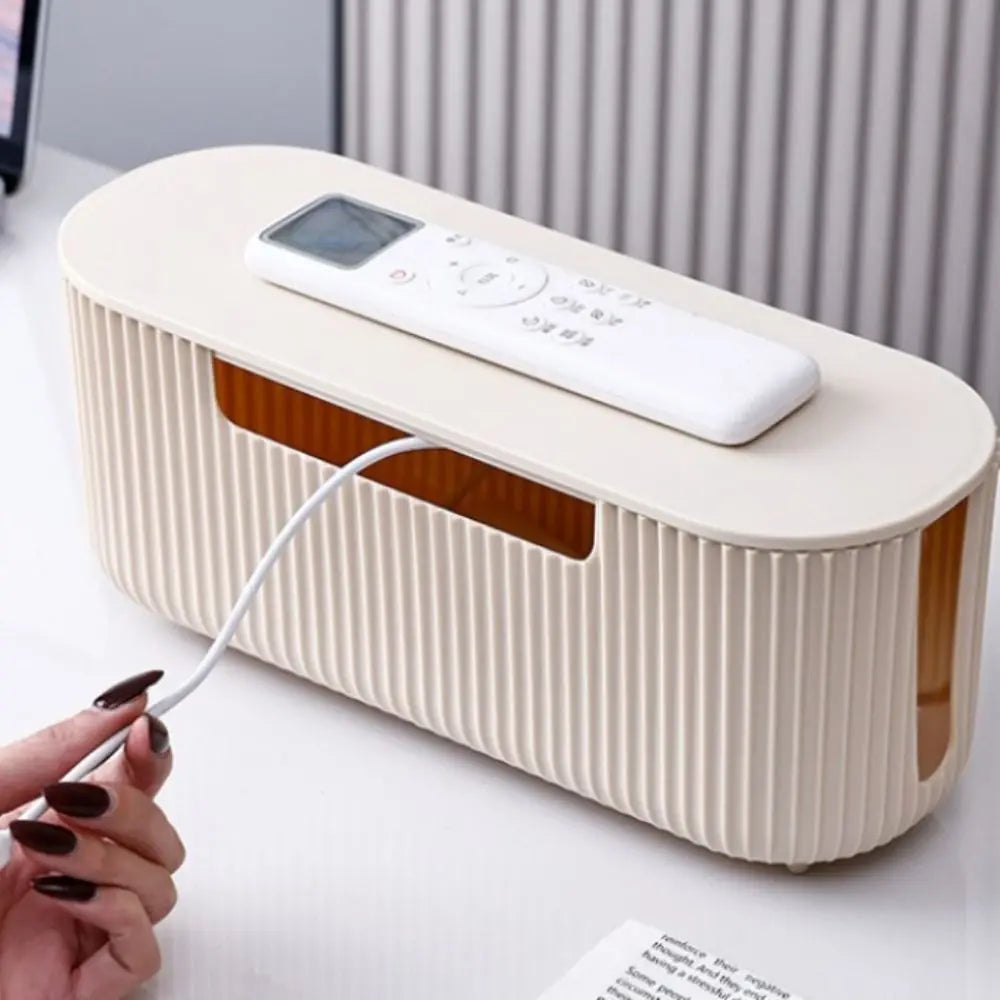 Quality Desktop Cable Storage Box with Lid Multi-Functional Socket Storage Box Dustproof Cable Organizer Household