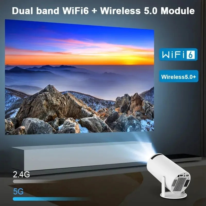 Mini Projector 1080P Support 4K, 200ANSI Lumens WiFi 6 Bluetooth Portable Outdoor Projector with HDMI USB Dolby Audio