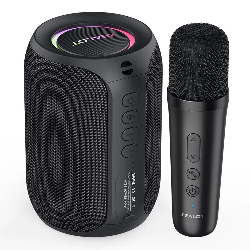 ZEALOT-S62M Karaoke Machine Portable Bluetooth 5.3 Speaker System with 1-2 Wireless Microphones Home Family festival Gifts