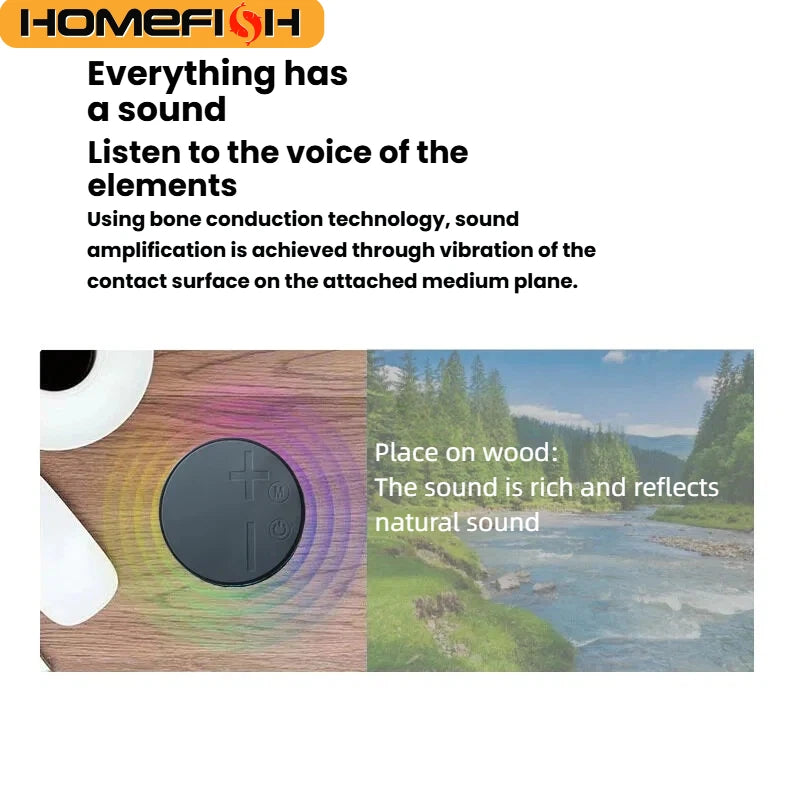 HOMEFISH B1 Portable Bone Conduction Bluetooth Speaker Mini Wireless Vibration Speaker HiFi Stereo TWS for Home Outdoor Travel