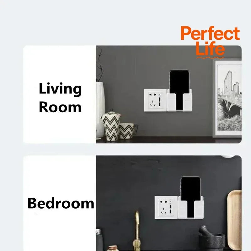 Multifunction Mobile Phone Holder Wall Mounted Organizer Storage Box Wall Remote Control Charging Dock Stand Organizer Bracket