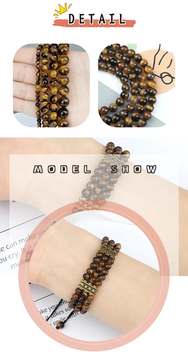 4mm Natural Stone Braided Energy Yoga Bracelet