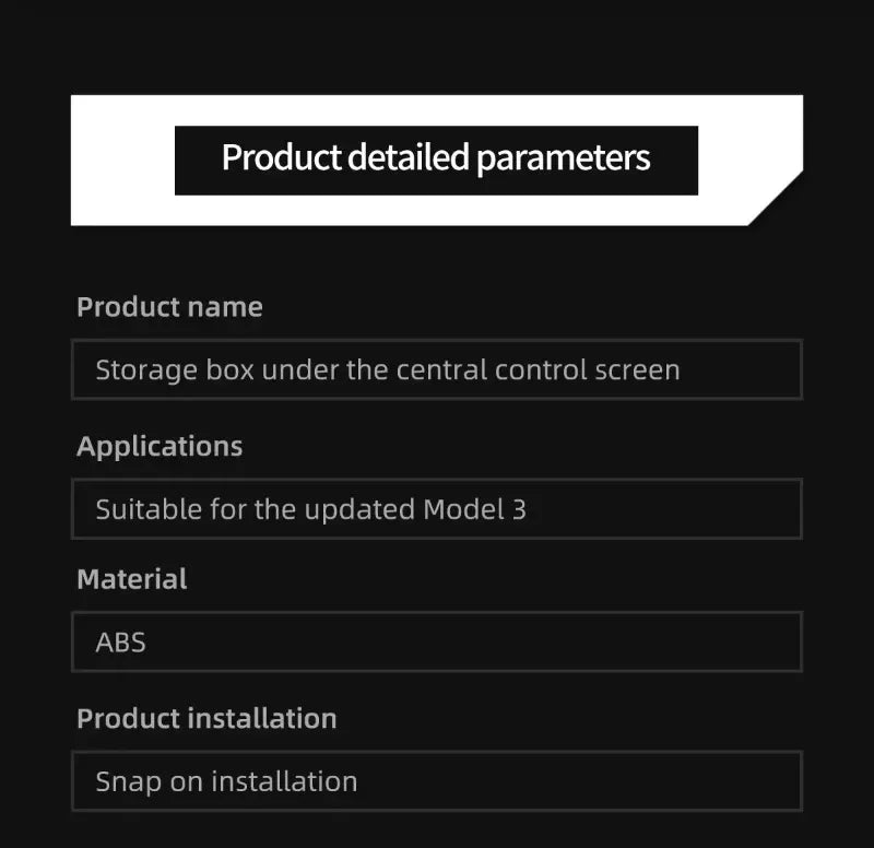 Tesla Model 3 Highland & Model Y Juniper Under-Screen Storage Box
