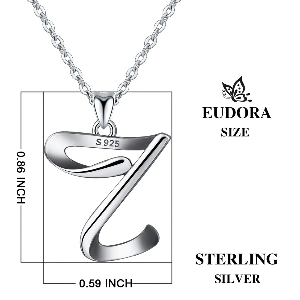 925 Sterling Silver Initial Letter Pendant Necklace