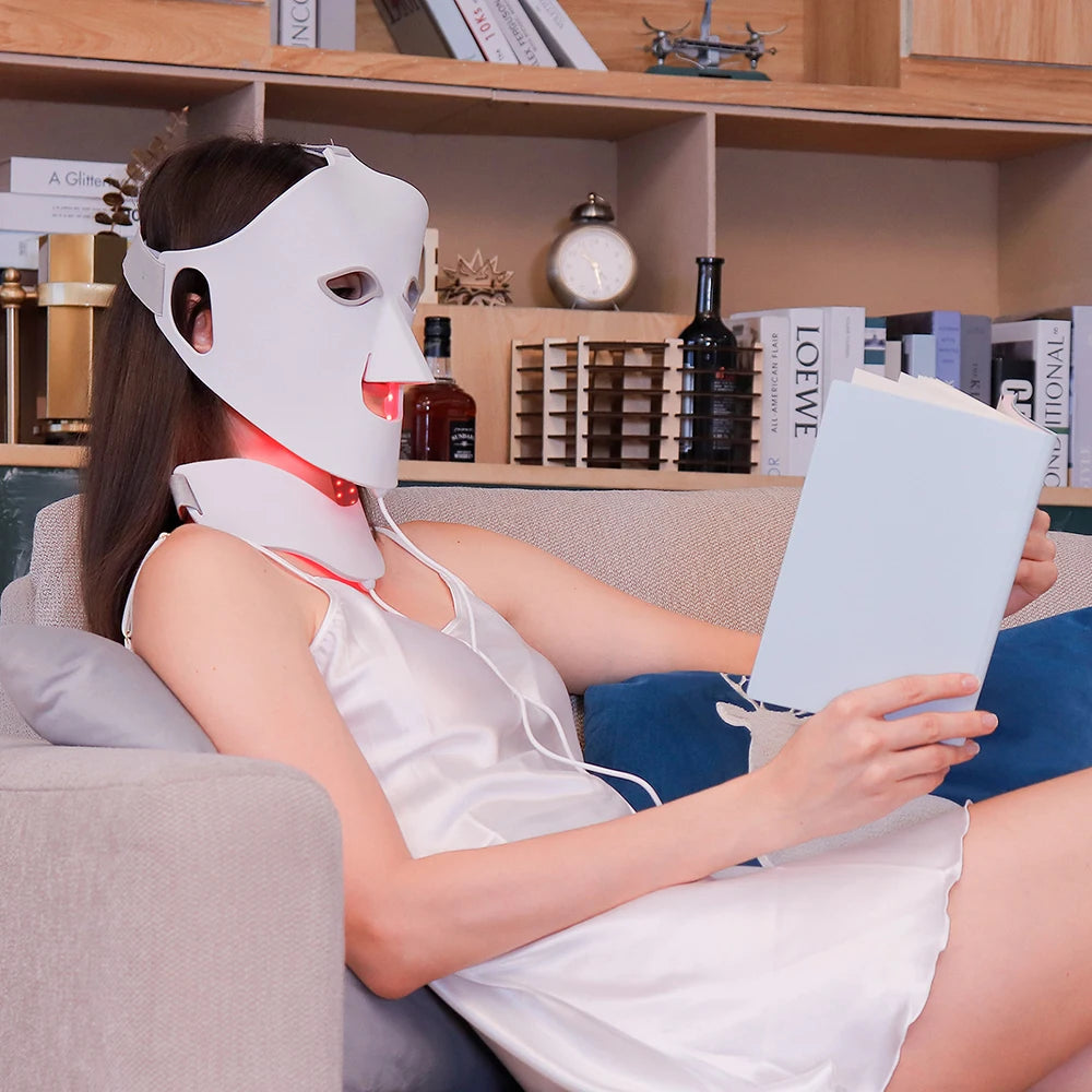 Professional 7-Color LED Facial & Neck Mask – 168 LED Therapy | Medical-Grade Silicone
