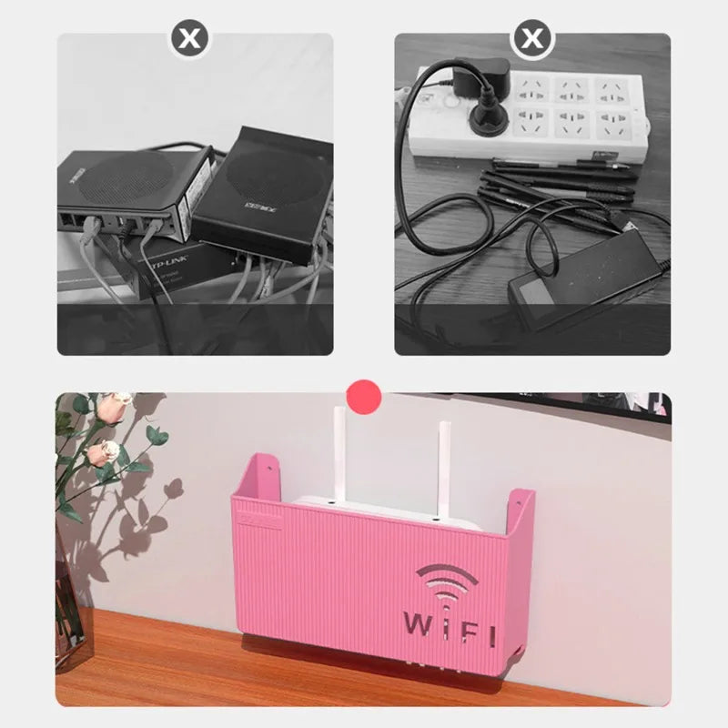 Wireless Wifi Router Shelf Storage Box Wall Hanging ABS Plastic Organizer Box Cable Power Bracket Organizer Box Home Decor