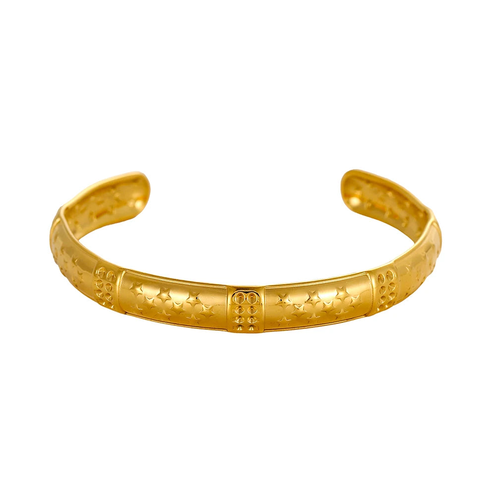 18k Gold-Style Plated Stainless Steel Snake Line Cuff Bangle