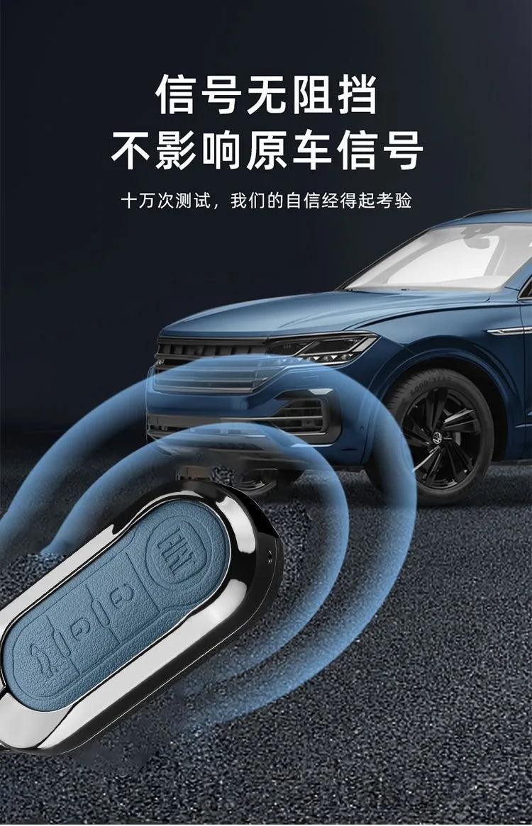 Leather Car Remote Key Case Cover Shell Protector for Fiat Ducato 500 500L Panda Grande Punto Lancia Musa Keychain Accessories