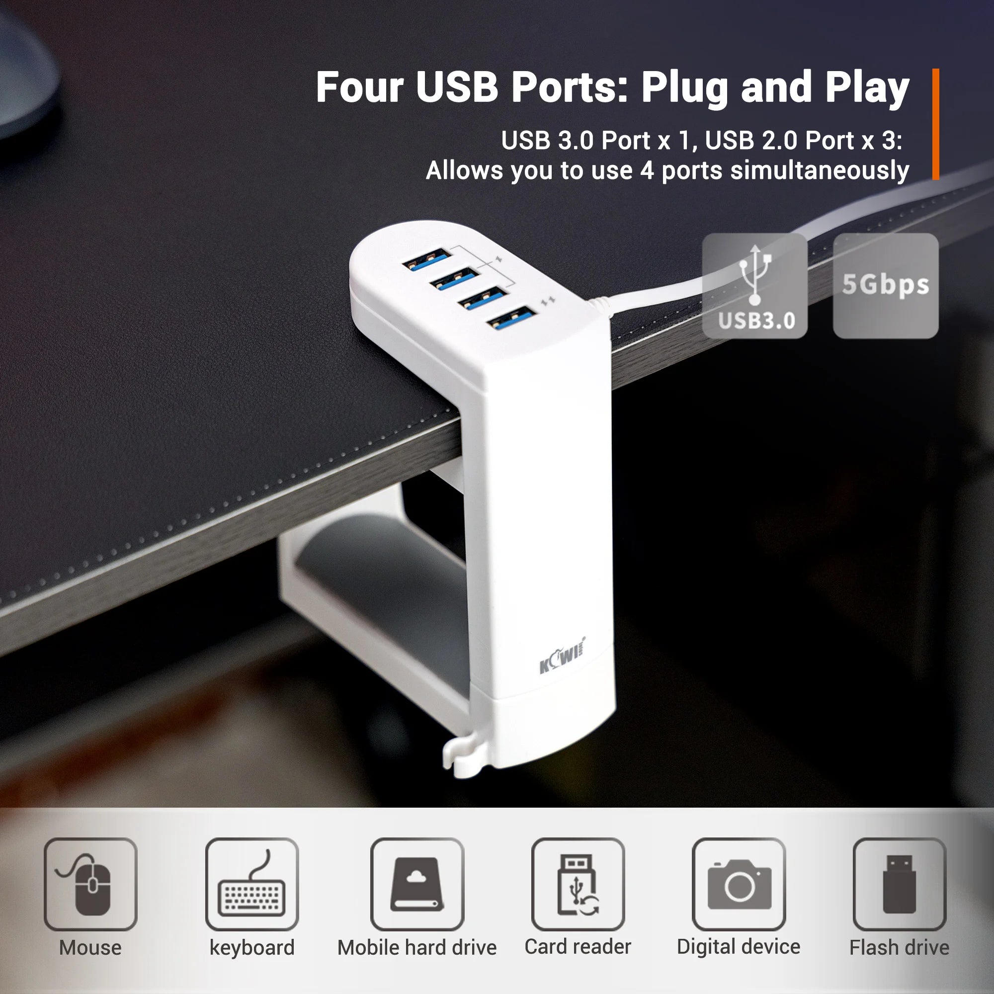 Headphone Bracket Swivel Mounted PC Gaming Headset Stand Holder Under Desk Hanger Hook Earphones Display Stand With USB Ports