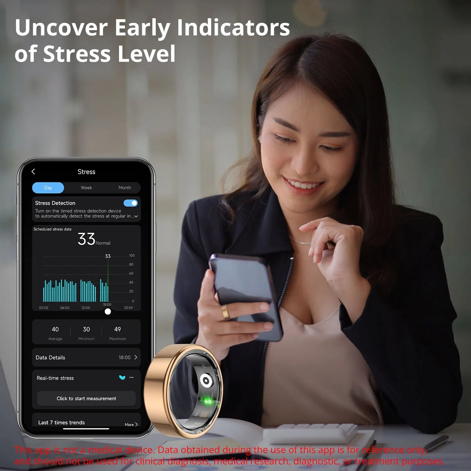 Anel Inteligente COLMI R02 – Monitor de Saúde e Fitness à Prova de Água 5ATM