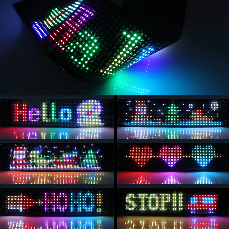 LED RGB Matrix Panel Rolling Advertisement LED Sign USB 5V with Remote Programmable logo light for Car Shops Offices Restaurants