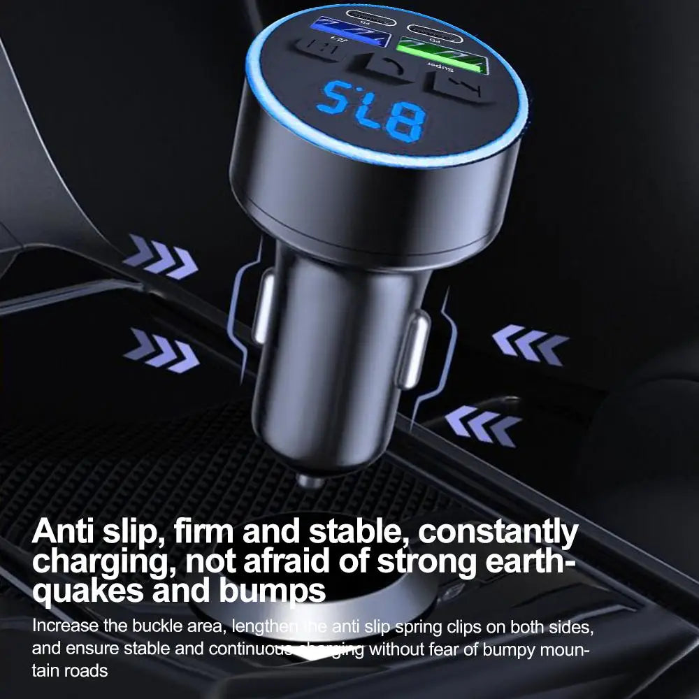 Car Cigarette Lighter Bluetooth 5.0 Car FM Transmitter PD Type-C Dual USB Ambient Player Car MP3 Charger Smartphone Charge
