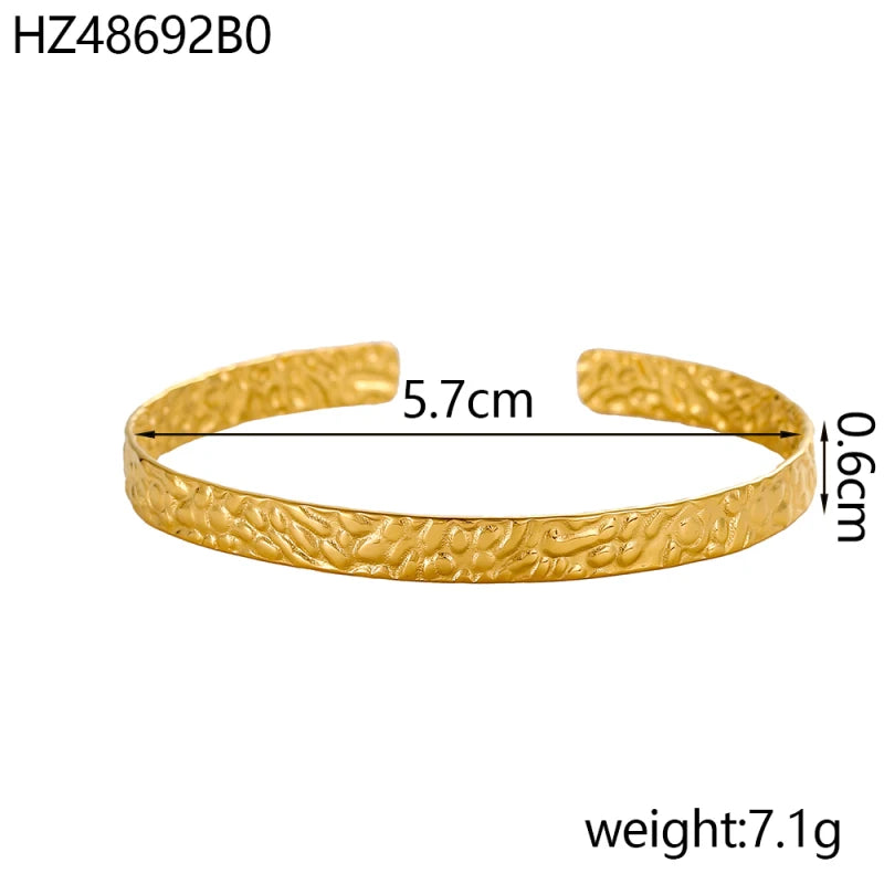 18k Gold-Style Plated Stainless Steel Snake Line Cuff Bangle