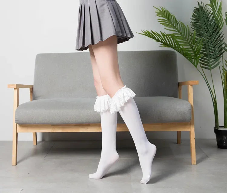 Lace Ruffle Lolita Knee-High Cosplay Socks