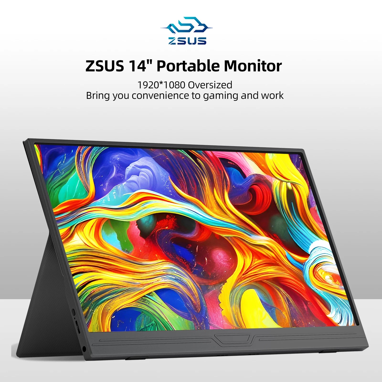 Monitor Portátil de 14 polegadas 1920*1080 400cd / m² 60HZ 16:9 para Portátil XBox PS4/5 Switch Telemóvel Extensão de Escritório para Computador