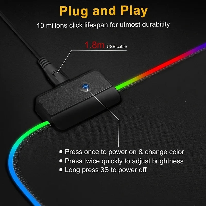 LED RGB Mousepad Keyboard Cover Desk-mat Waterproof Large Gaming Mouse Pad Multi-size Computer Gamer Esports Mouse Pad Backlit