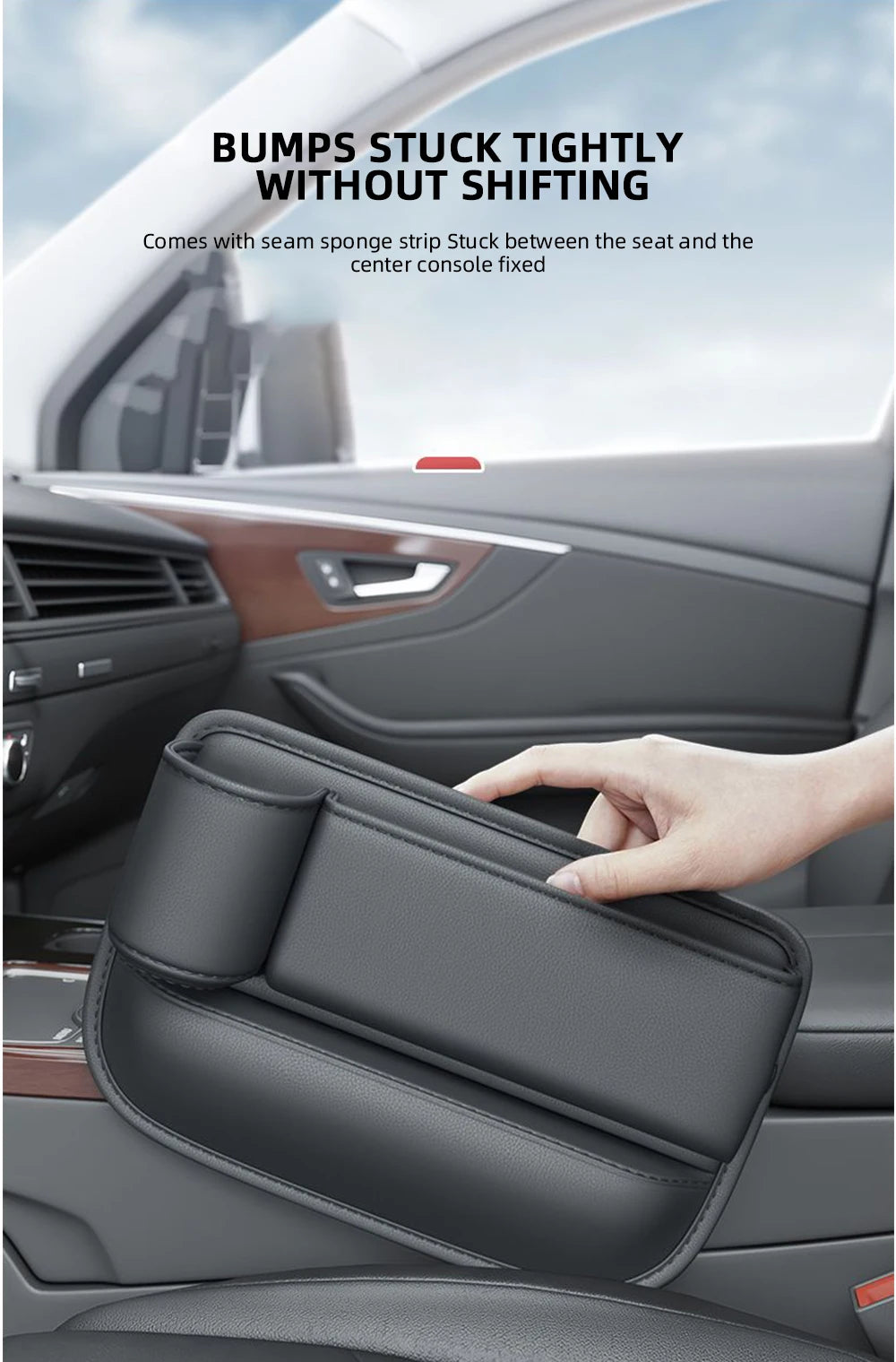 Multifunction Car Seat Gap Leak-proof Storage Bag  PU Leather Seat Slot Organizer BoxFor Car Seat Gap Filler With Cup Holder