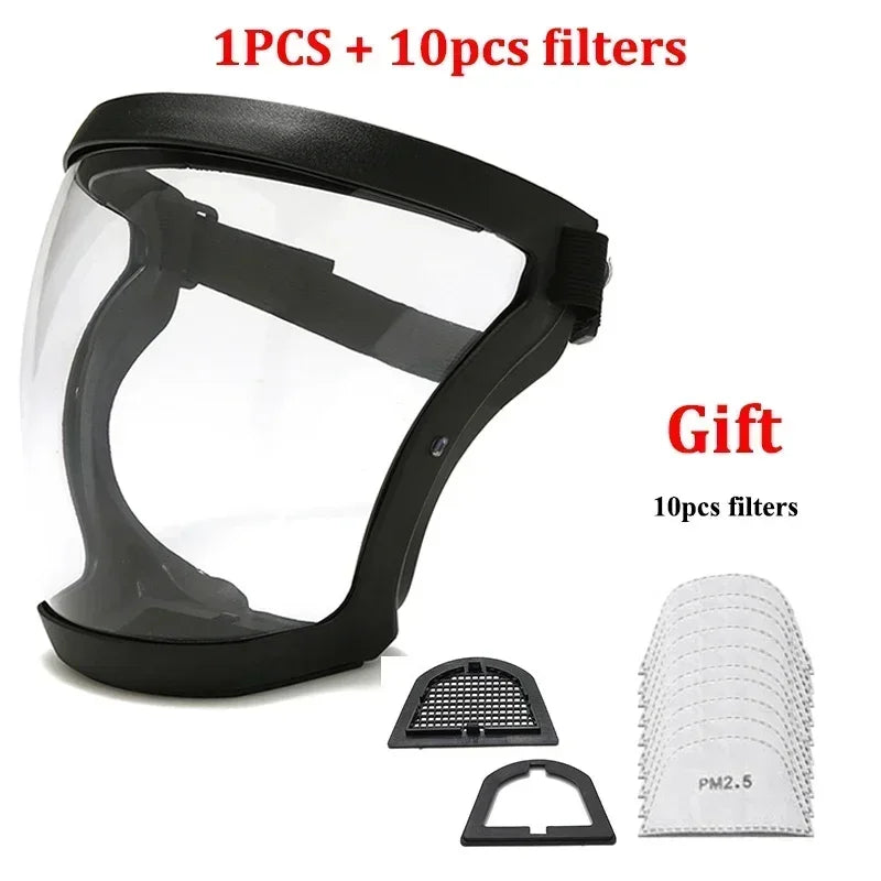 Protective Full Face Shield Mask Transparent Head Eyes Safety Cover Glasses Screen Visors Dustproof Wind Proof Anti-Fog Goggles