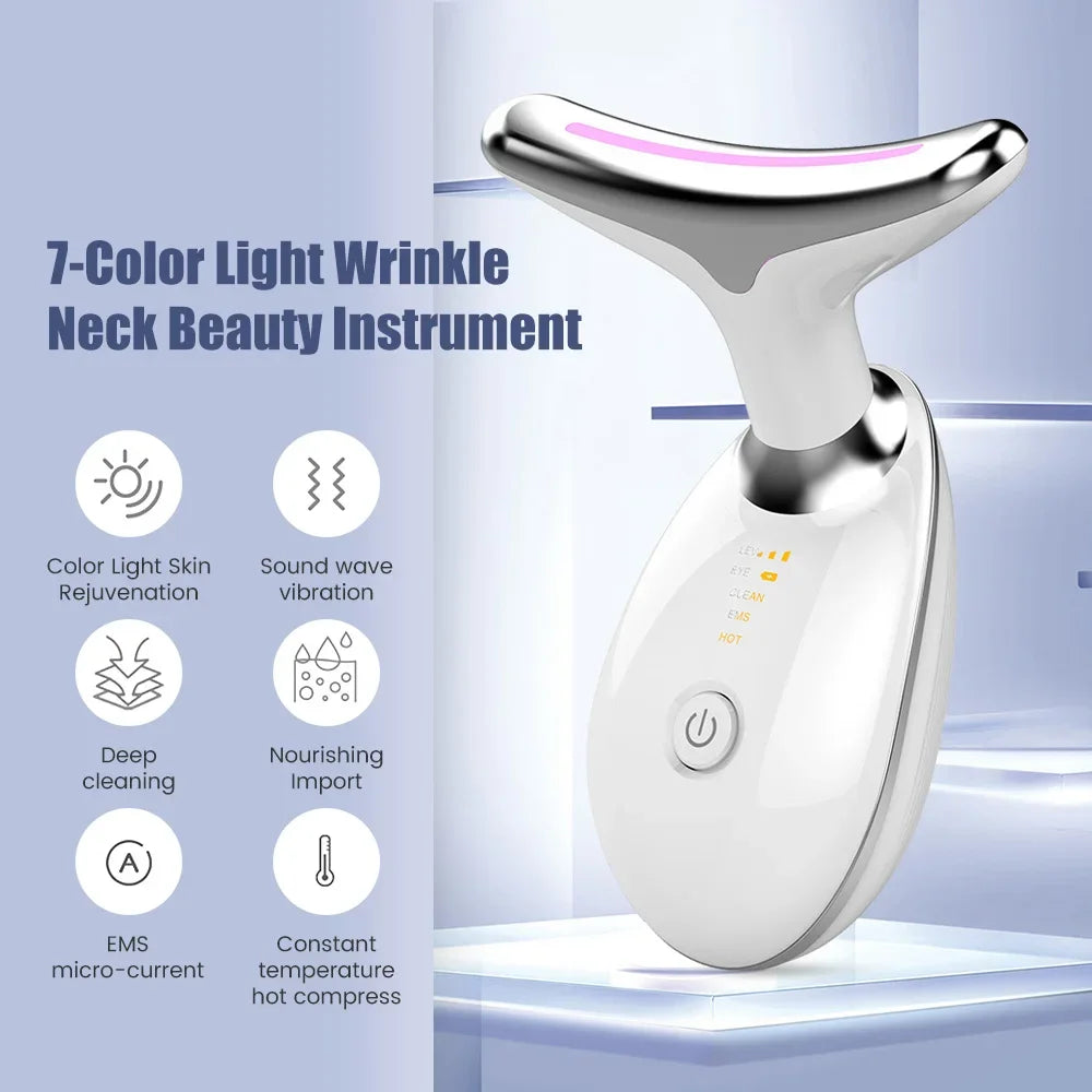 7 Color LED Face Lifter Neck Beauty EMS Neck Face Lifting Massager Skin Tighten Device Photon Anti Wrinkle Double Chin Remover