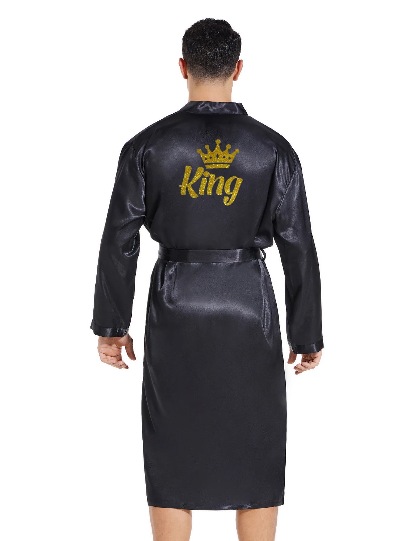 King and Queen Glitter Crown Satin Honeymoon Robes