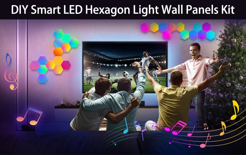 Luz Hexagonal LED RGB Bluetooth Interior Controlo Remoto APP Candeeiro de Cabeceira Decoração de Quarto Sala de Jogos de Computador