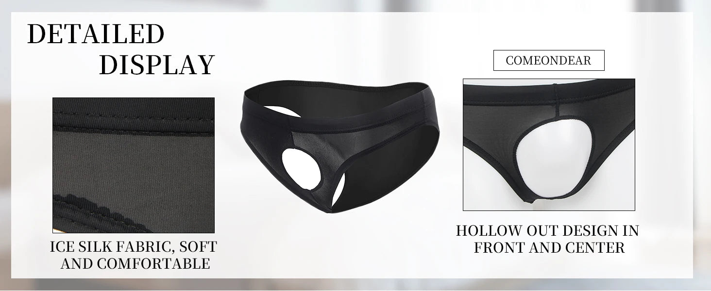 Men's Transparent Low Waist Jockstrap Thong
