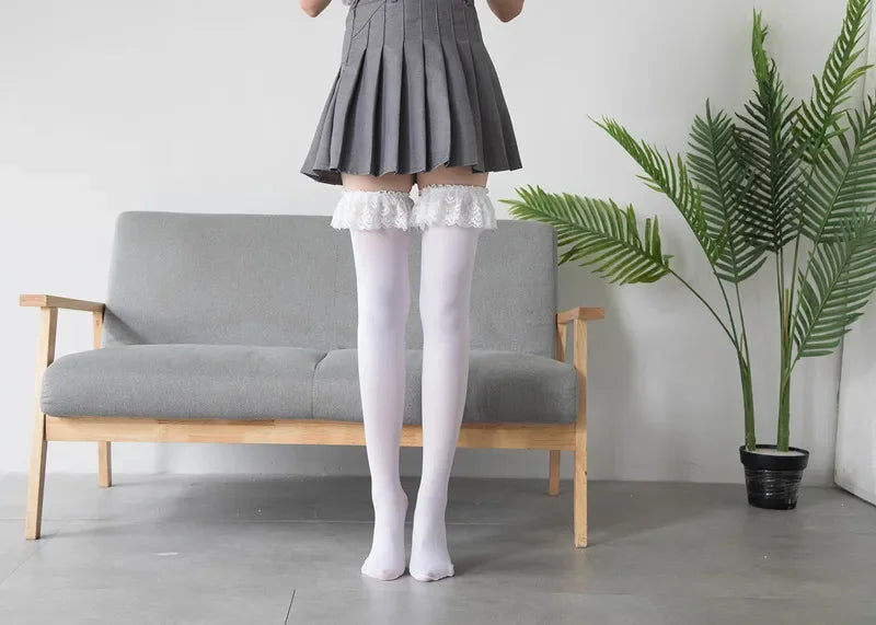 Lace Ruffle Lolita Knee-High Cosplay Socks