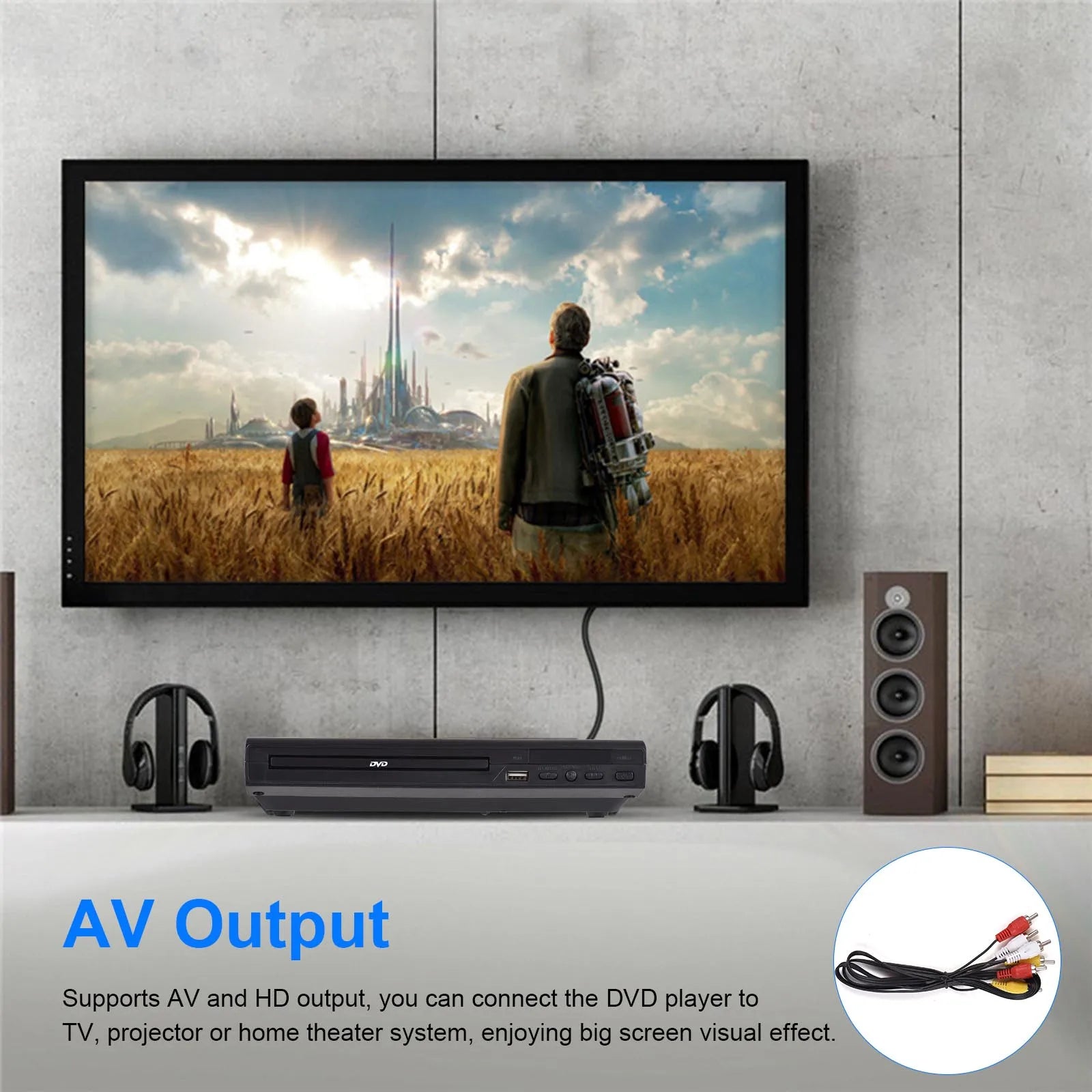 DVD-225 Home DVD Player DVD CD Disc Player Digital Multimedia Player AV Output with Remote Control