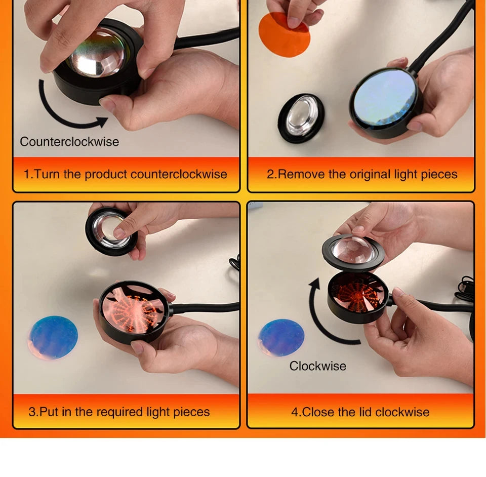 Sunset Projector Lamp Bluetooth Night Light Rainbow Atmosphere Light Room Decor Background Wall Decoration Bedroom Table Lamp