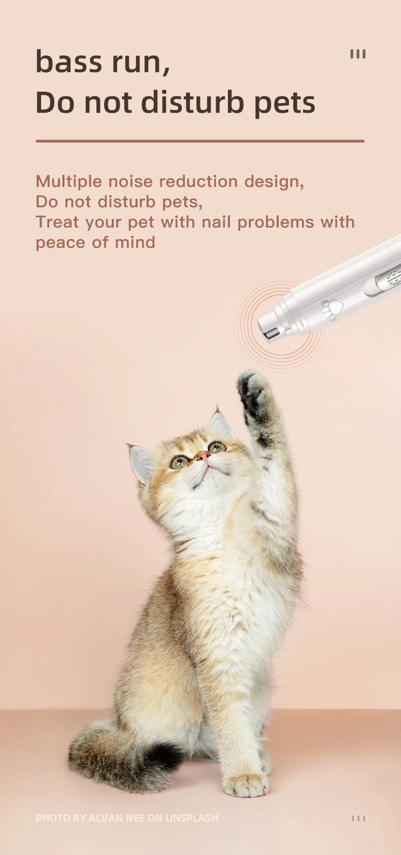Professional 2-Speed LED Pet Nail Grinder & Polisher Wheel