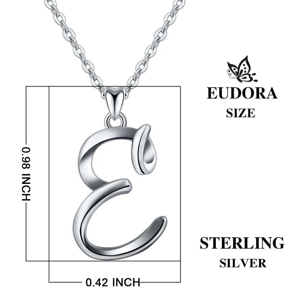 925 Sterling Silver Initial Letter Pendant Necklace