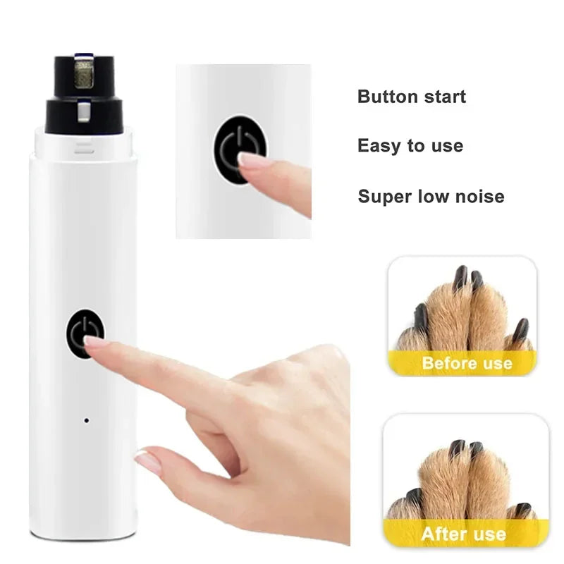 Cortadores de Unhas Elétricos para Cães para Lixadores de Unhas de Cães Recarregáveis USB com Luz LED Silenciosos para Cuidado de Unhas de Patas de Gatos
