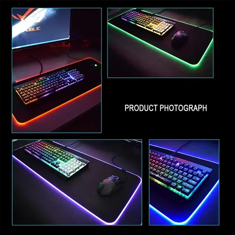 400x900 World Of Warcraft LED Backlight Gaming Mousepad HD Printing RGB Mouse Pad Non-Slip Rubber Deskmats Keyboard Desk Mat XXL