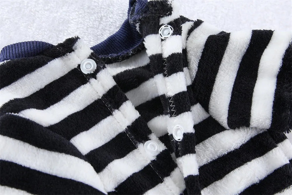 Warm Winter Fleece Dog Jumpsuit Coat with Leash Ring