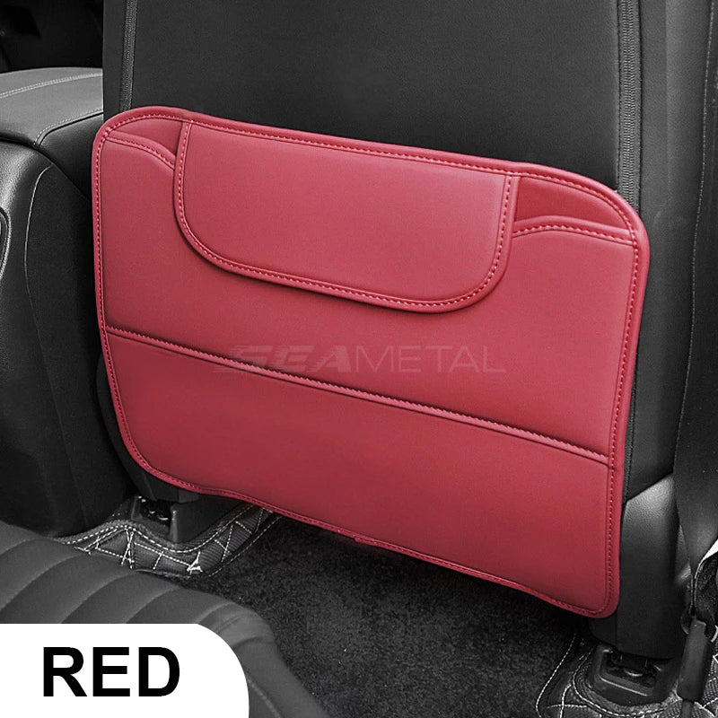 BLALION PU Leather Car Anti-kick Pad Auto Seat Back Organizer Storage Bag Car Backseat Anti Scratch Protector Pads with Cover