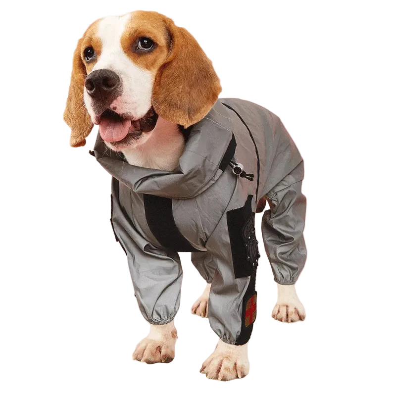 Luxury Reflective Waterproof Dog Raincoat Jumpsuit for Large Dogs