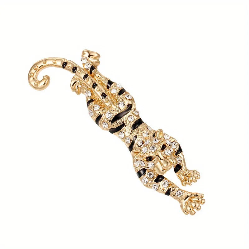 Exquisite Crystal Tiger Brooch Elegant Suit Clothing Badge