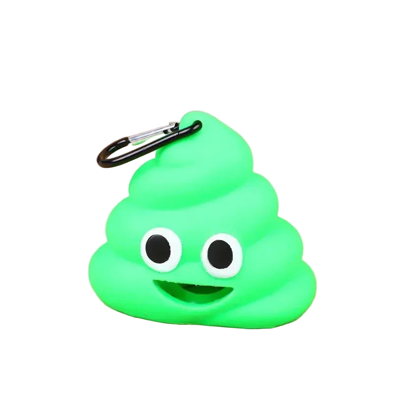 Portable Poop-Shaped Pet Waste Bag Dispenser with Leash Clip